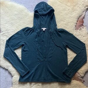 Lux urban outfitters jewel tone cotton crop hoodie v neck y2k vintage